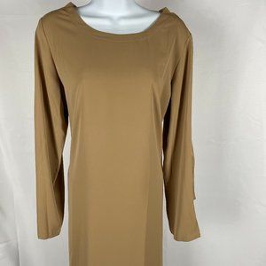 Yonis Modest long sleeve Dress Beige
